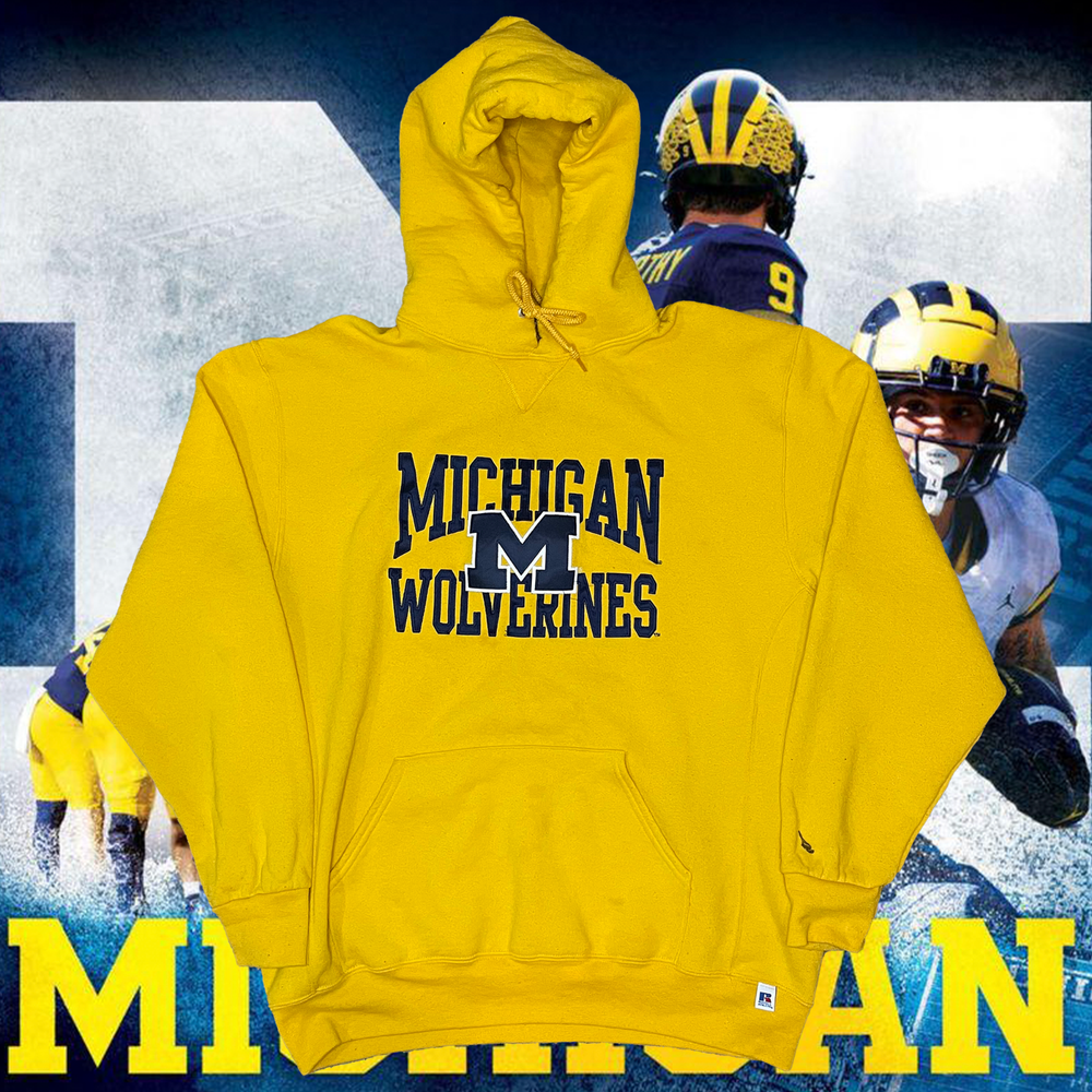 Michigan Wolverines Russell Athletic Pullover Hoodie Sweater XL