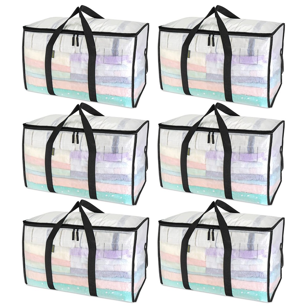 6-Pack Oversized Moving Bags with Reinforced Handles, Heavy-Duty Storage Tote...