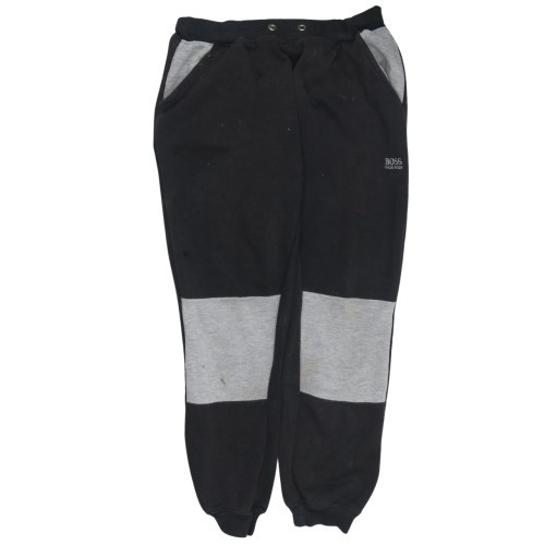 Hugo Boss Mens Joggers Black Grey Fleece Colourblock Tapered Elastic Waist L