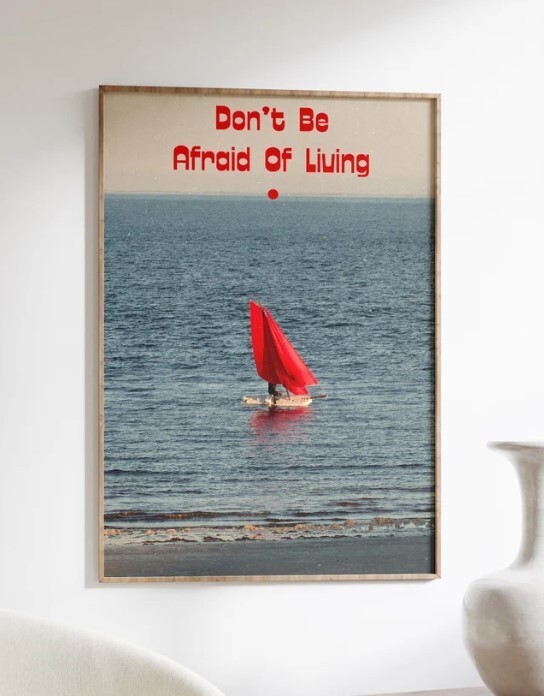 Vogue Magazine Poster, 70s Print, Red Wall Art, Beach Poster