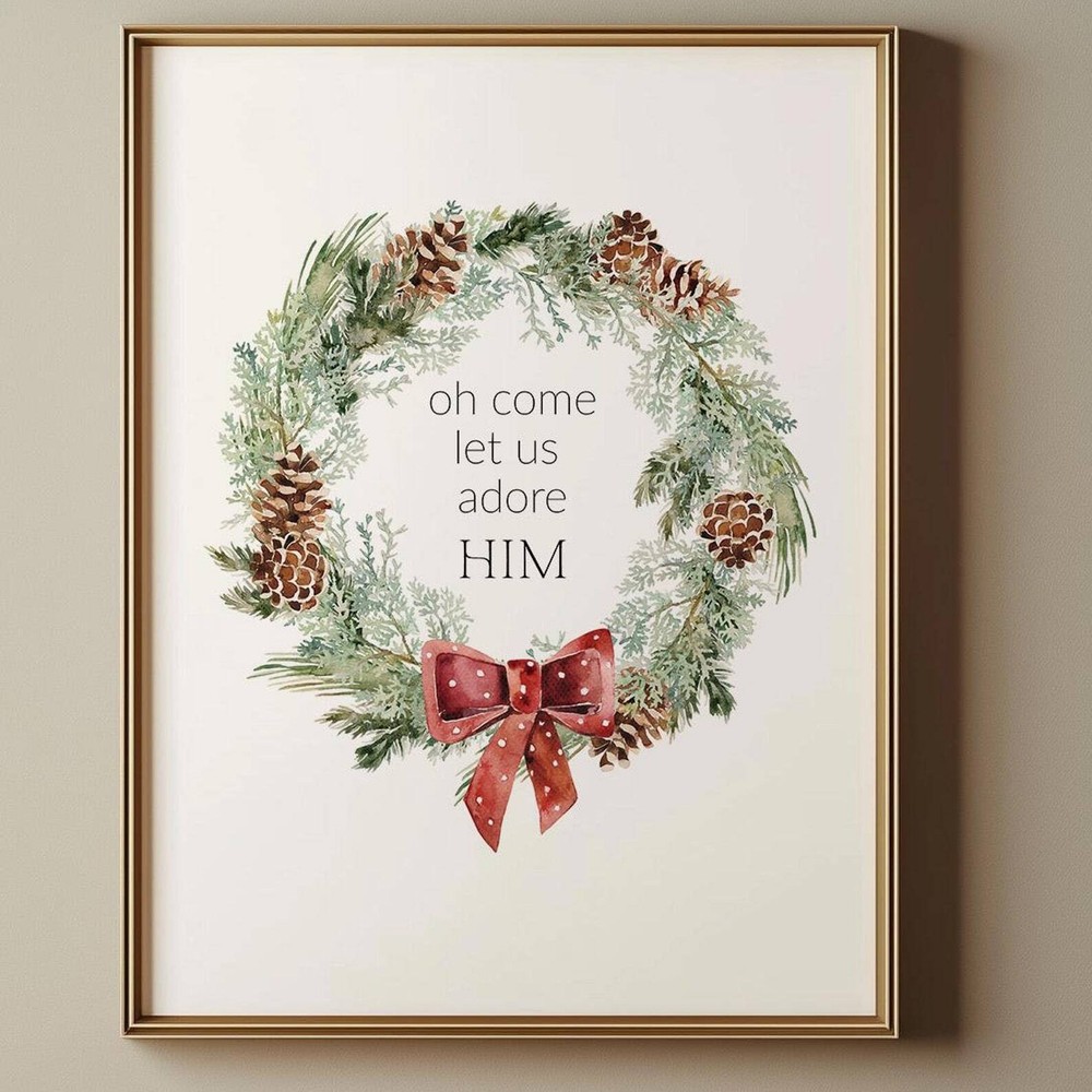 Bible Verse Wall Art Christmas Faith Decor Let Us Adore Jesus