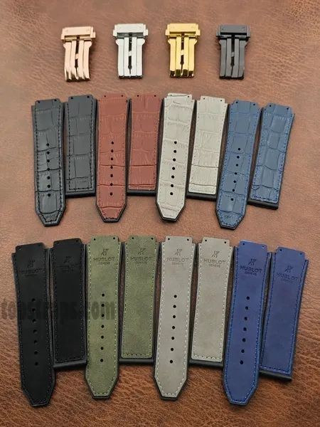 Strap for Hublot Classic Fusion Series 25x19mm Rubber & Leather Band Replacement