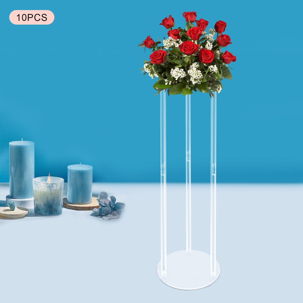 10pcs 80cm Acrylic Artificial Flower Vase Stand Wedding Centerpieces Decoration