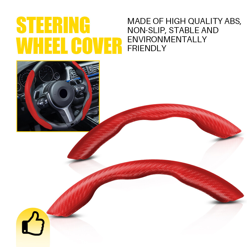 15'' inch Carbon Fiber Red Car Steering Wheel Cover Leather for Mercedes Benz