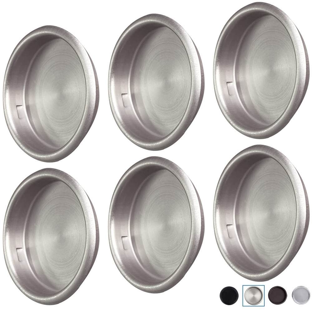 6 Pack 2-1/8 Inch Round Bypass Closet Door Finger Pull Handles