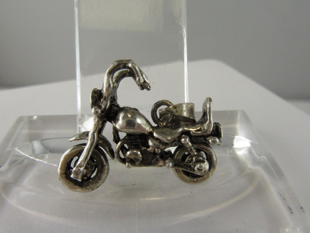 C387⭐⭐ Motorcycle Chopper Trailer Sterling Silver ⭐⭐ Top Condition