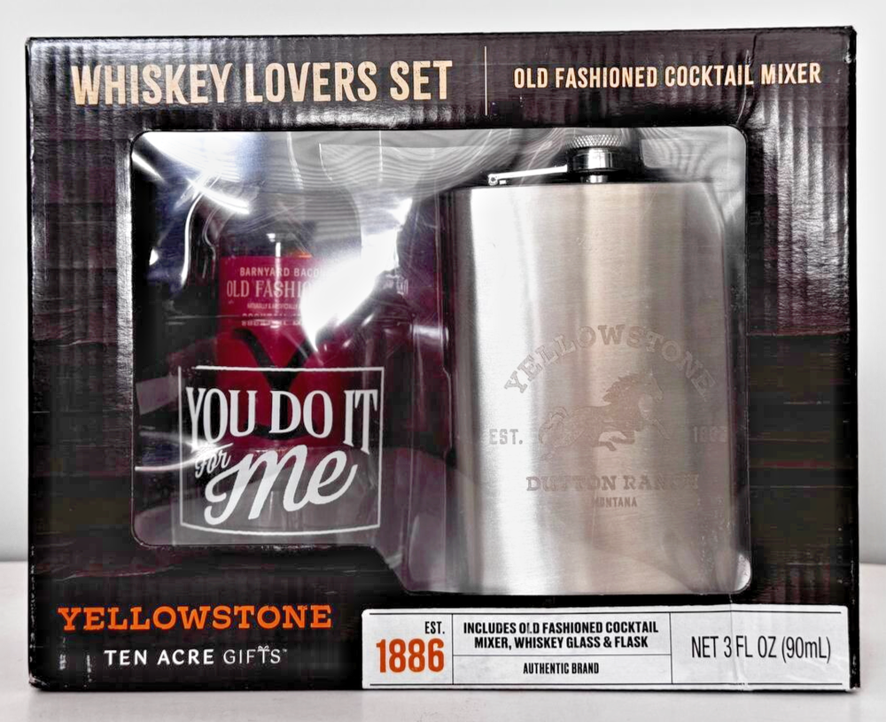 Yellowstone Whiskey Lovers Set with Old Fashioned Cocktail Mixer by Ten Acre Gifts