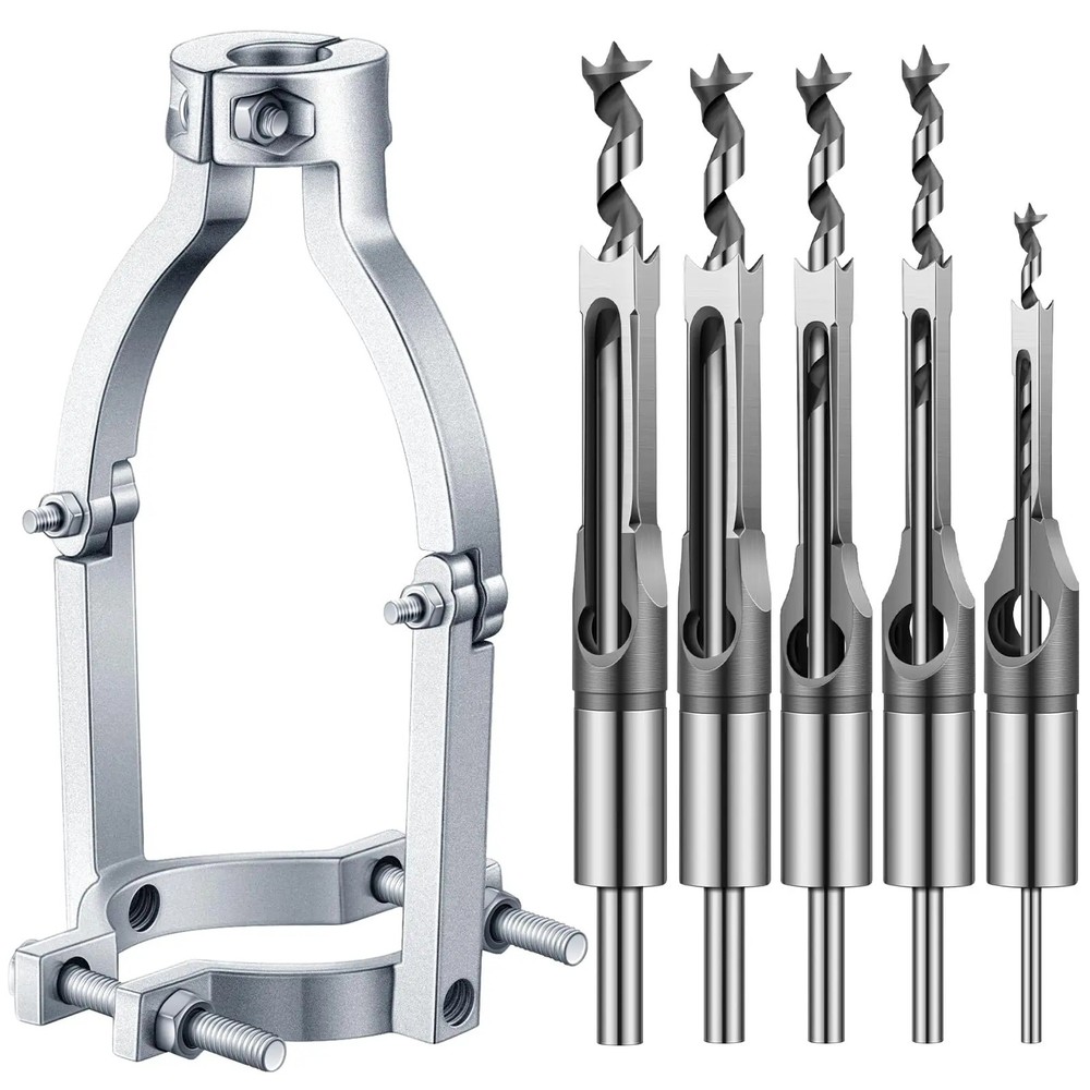 JUNEFOR 6Pcs Square Hole Drill Bit Set with Adapter – Woodworking Mortising Bits
