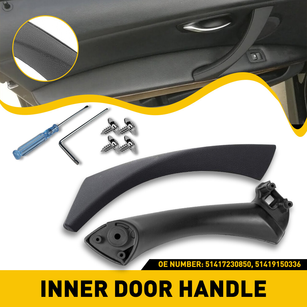 Black Passenger Side Inner Door Panel Handle Pull Trim Cover For BMW E90 E91 E92