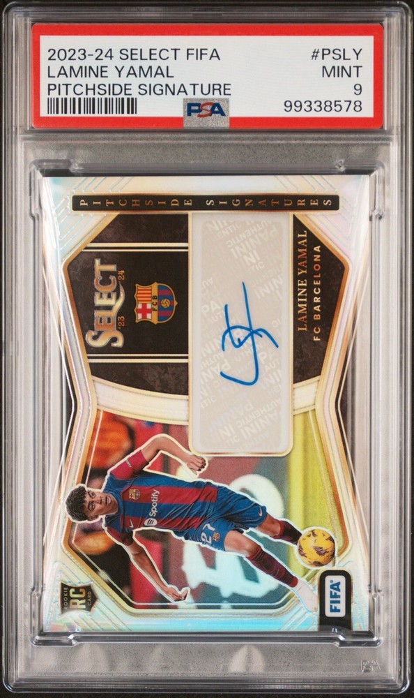 LAMINE YAMAL PSA 9 2023-24 PANINI SELECT PITCHSIDE SILVER PRIZM ROOKIE AUTO RC