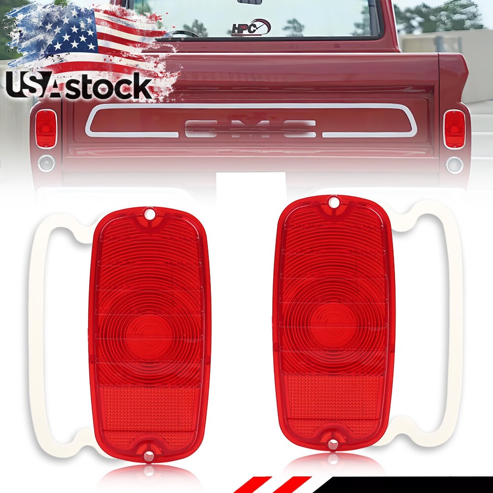 1960-1966 Chevy GMC Fleetside Red Tail Light Lenses with Gaskets