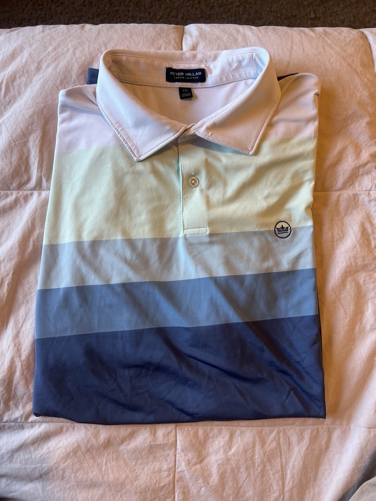 Peter Millar Crown Crafted Golf Polo – Blue Shades, Breathable & Performance-Enhancing