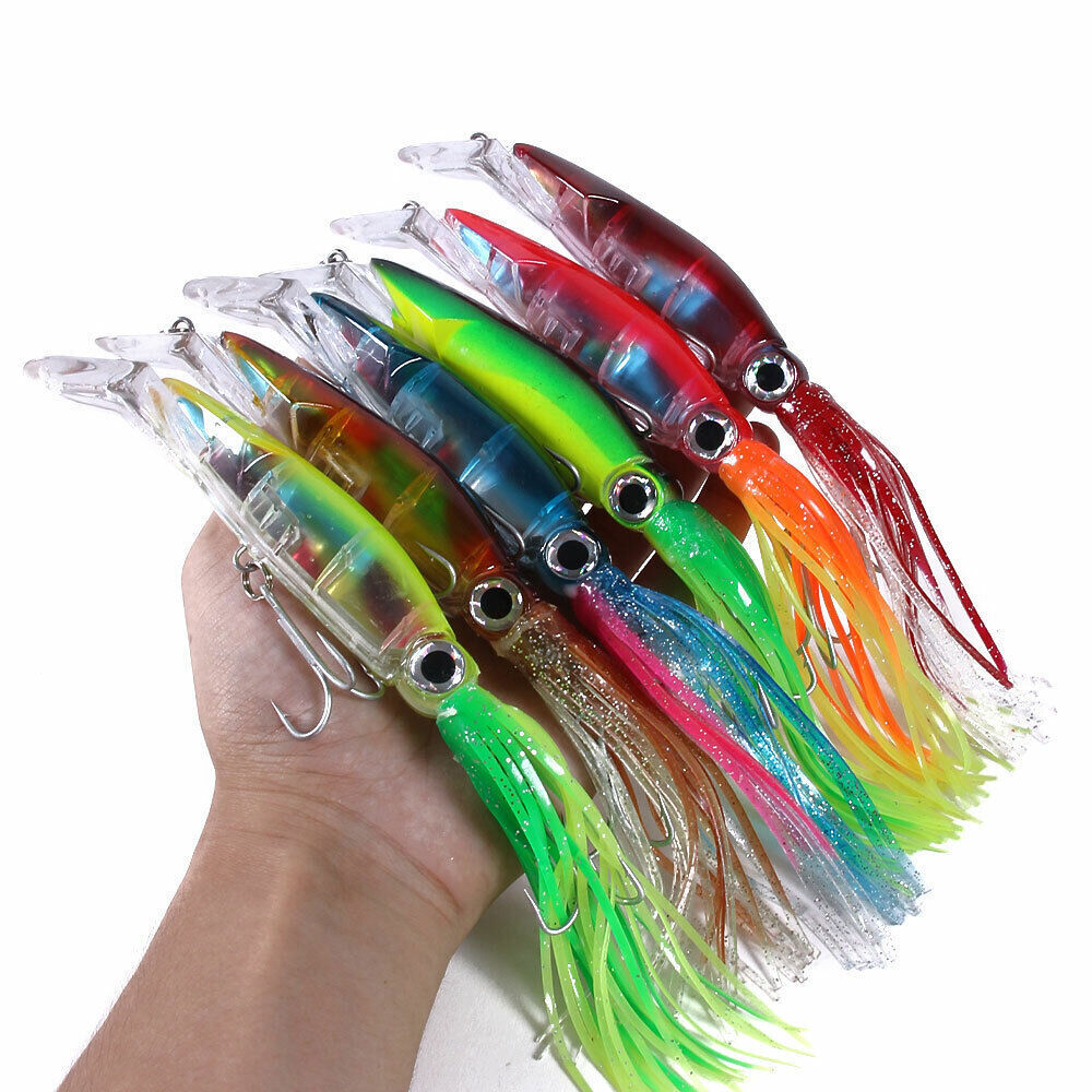 6PCS Squid Octopus Jig Lure Set with Skirt for Bass Fishing Bait Hook Crankbait