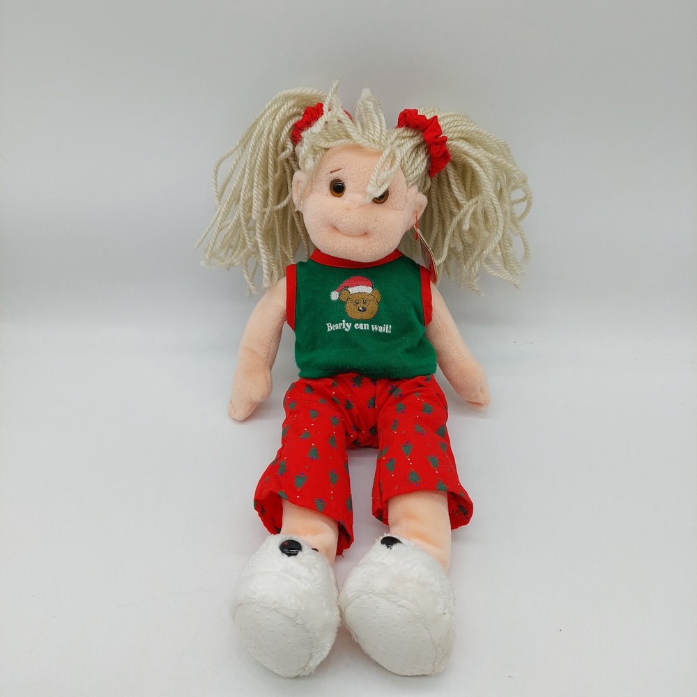 Ty 2001 Jolly Janie Beanie Bopper Polar Bear Plush with Slippers Pigtails 13