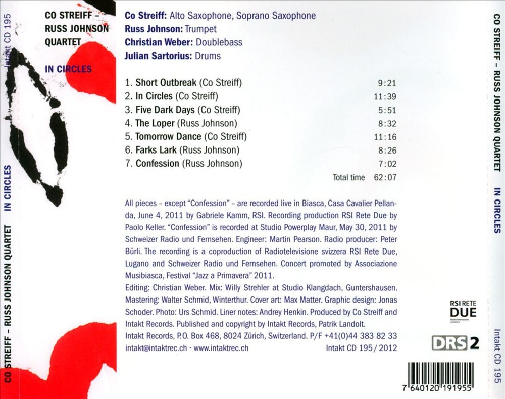 CO STREIFF RUSS JOHNSON QUARTET IN CIRCLES JAZZ CD