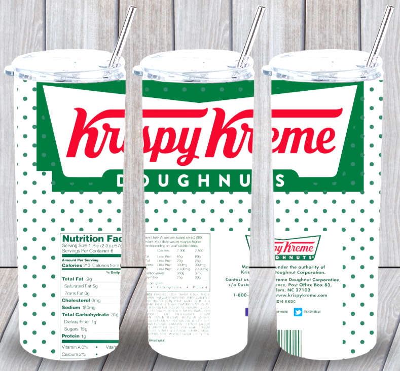 Krispy Kreme Donuts Multicolor 20oz Insulated Tumbler Lid Straw New