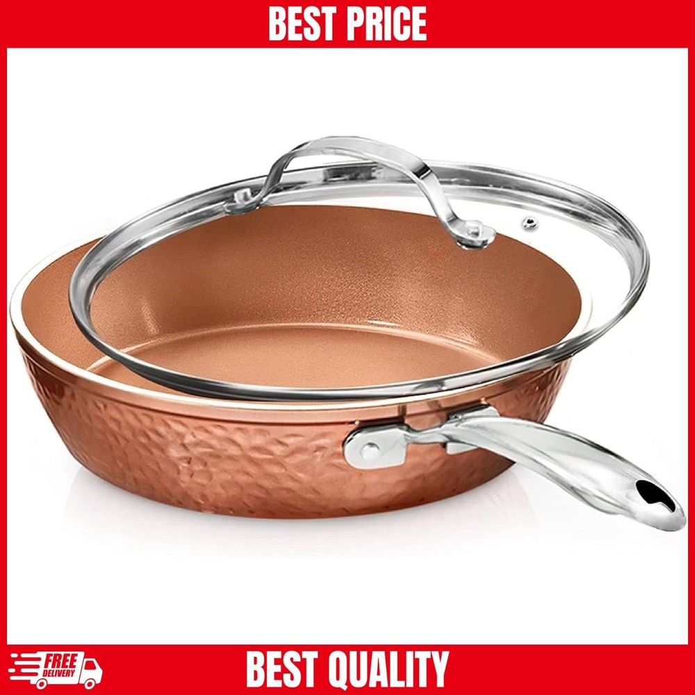 Gotham Steel 12-Inch Hammered Nonstick Ceramic Frying Pan with Lid