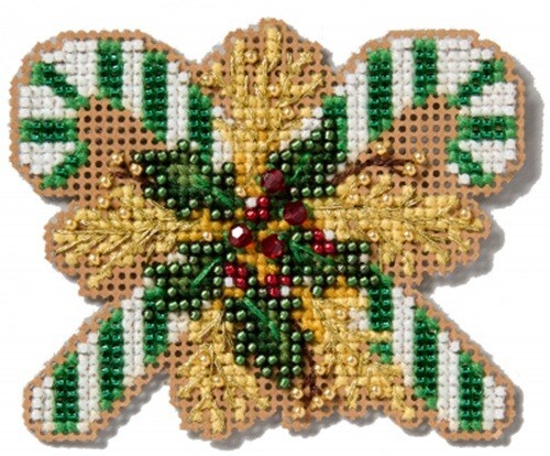 Mill Hill Christmas Candy Canes Cross Stitch Ornament Kit Green Winter Holiday