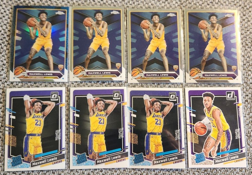 MAXWELL LEWIS 8-Card Rookie Lot 2024 Topps Chrome Blue Parallel Base Donruss Optic Lakers Basketball Collection