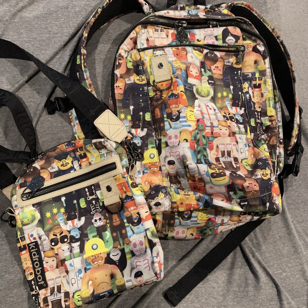 Rare! Kidrobot Backpack + Shoulder BAG SET eBoy Collab Anime PopMart Luggage Y2K
