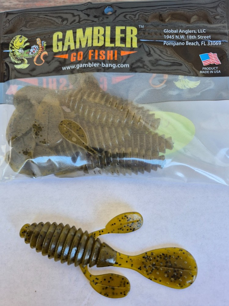 Gambler Ugly Otter 4 inch Soft Plastic Creature 7pk Green Pumpkin