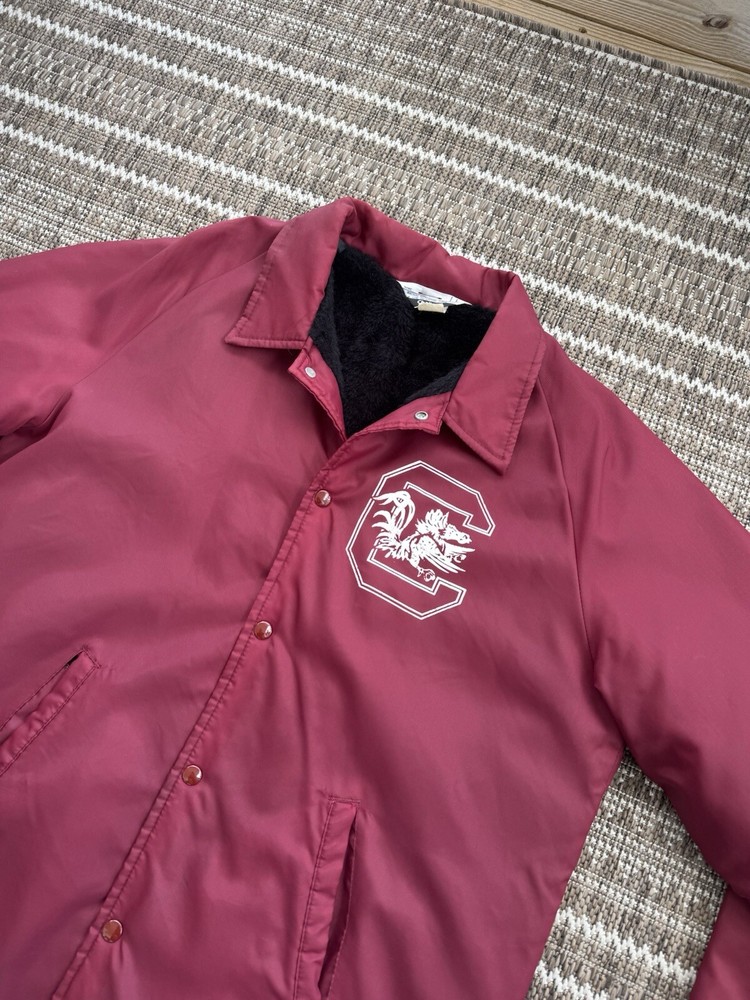Vintage 1970s USC Gamecocks Satin Bomber Jacket College Football Size L