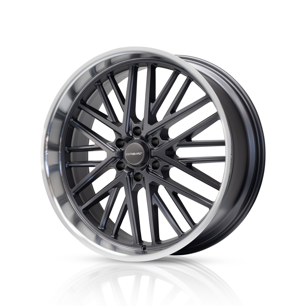 CORSART 22x8.5 KINGPIN 5 5x127  6 5 78.1 MATTE GUNMETAL WITH DIAMOND CUT LIP