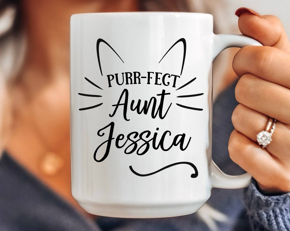 Custom Name Mug Purrfect Aunt Cat Mug Gifts For Aunt New Auntie Mug Personalized