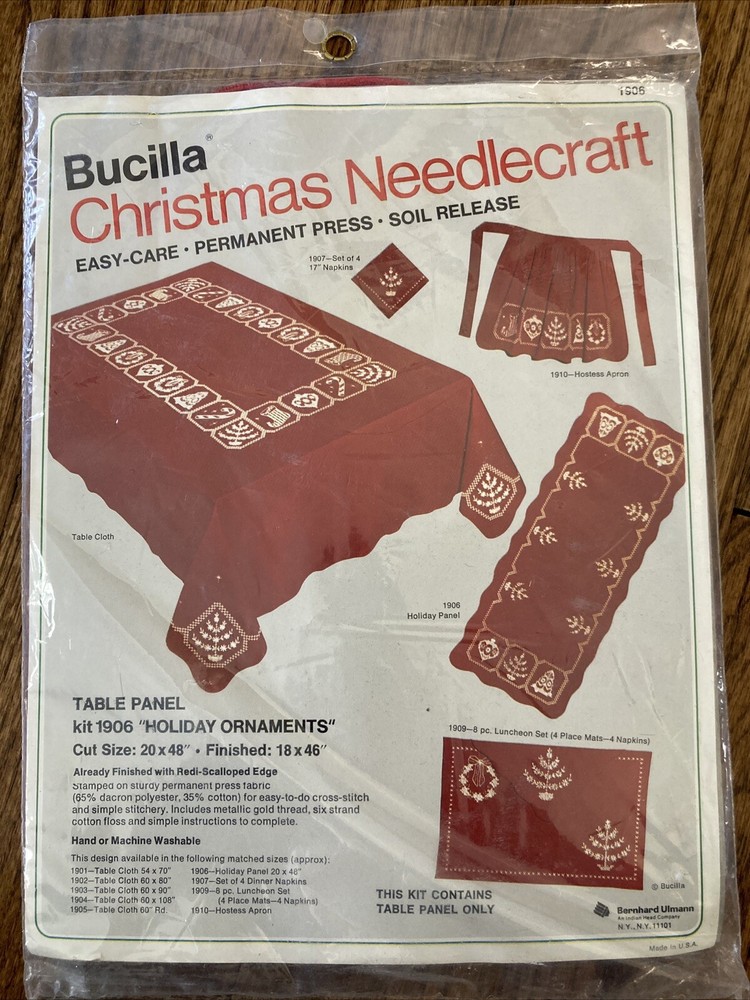 Bucilla Christmas Needlecraft Table Panel Kit- Holiday Ornaments #906, 18” X 46”