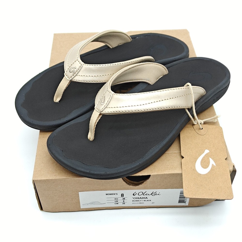 OluKai Ohana Womens Gold Sandals with Arch Support Size 7-8
