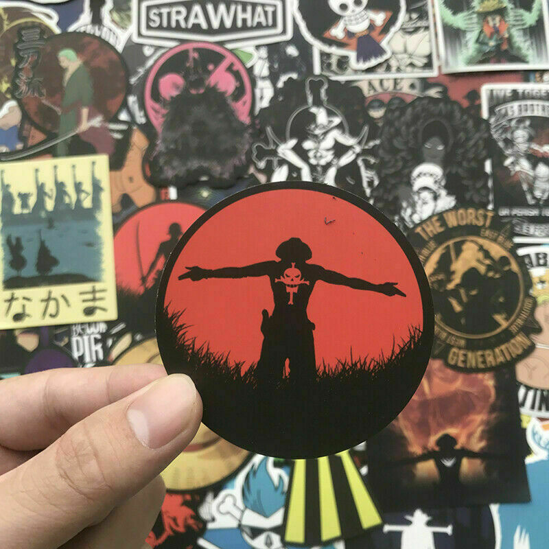 100Pcs Vinyl One Piece Sticker Pack Luffy Ace Zoro Laptop Luggage Graffiti Decal