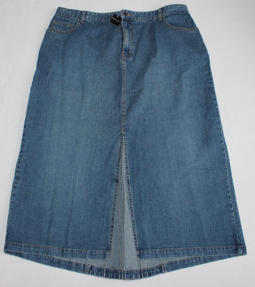 VTG NWT Venezia Women's Midi Skirt Size 22 Blue Cargo Denim Front Vent Y2K