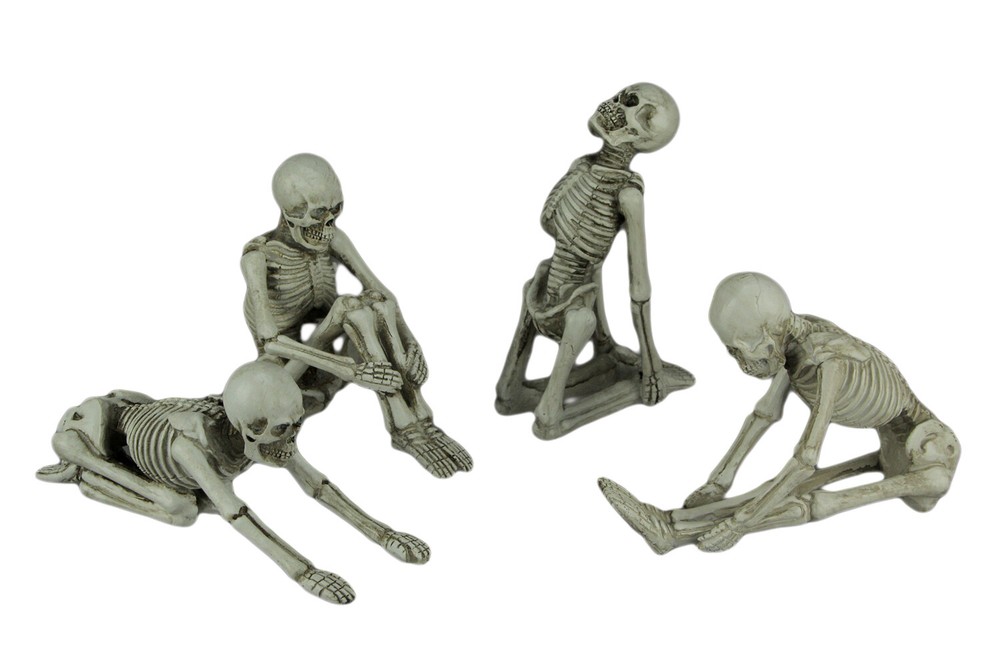 Bone Stretchers Zen Yoga Meditating Skeleton Figurines Set of 4