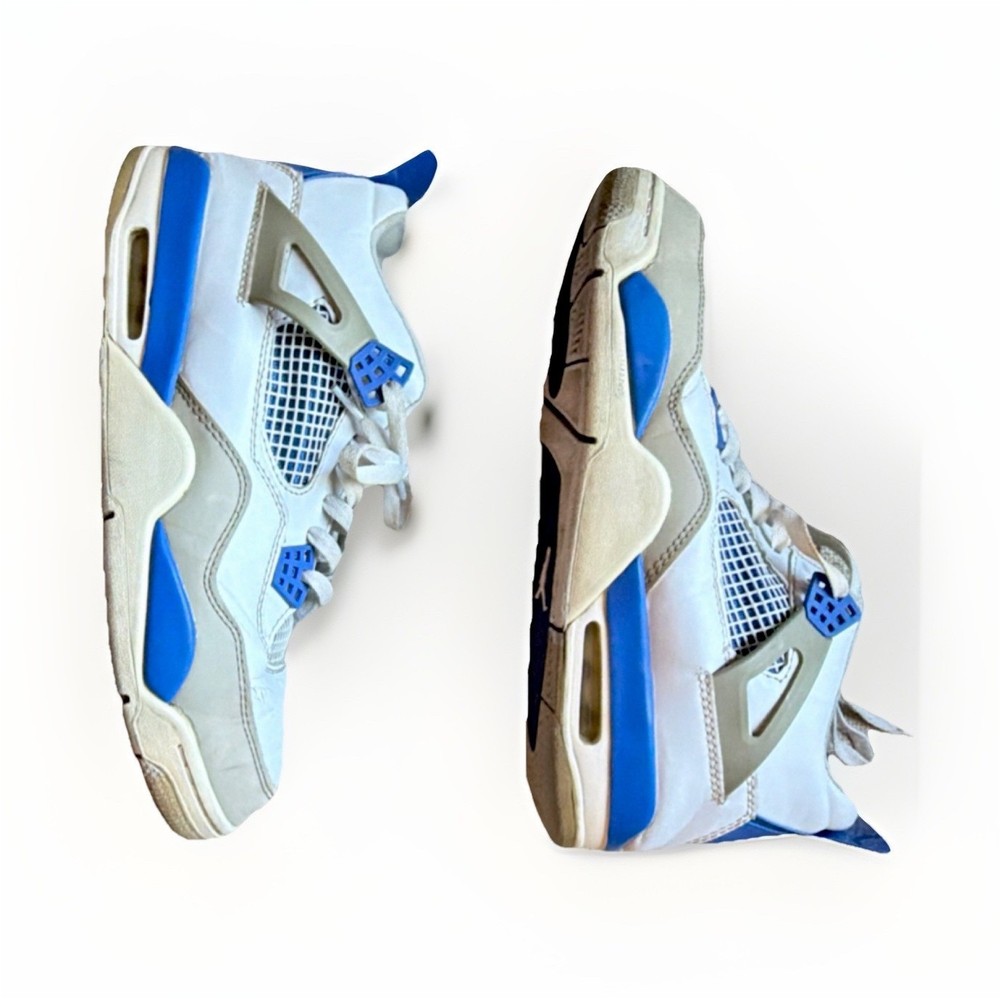 Jordan Air Jordan 4 Retro Military Blue White Blue Gray Mid Top Leather Sneakers