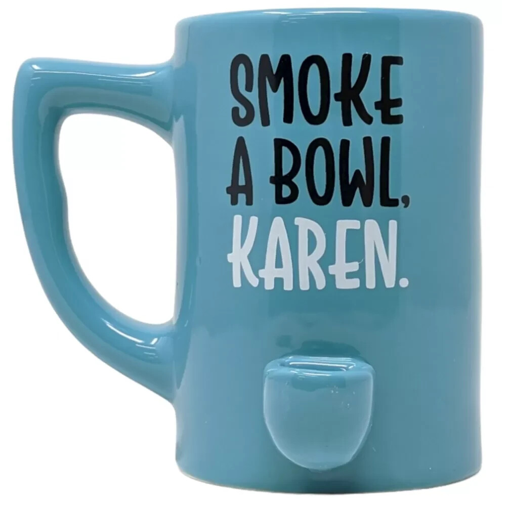 High Point Ceramic Light Blue Smoke a Bowl Karen Mug Hand Pipe