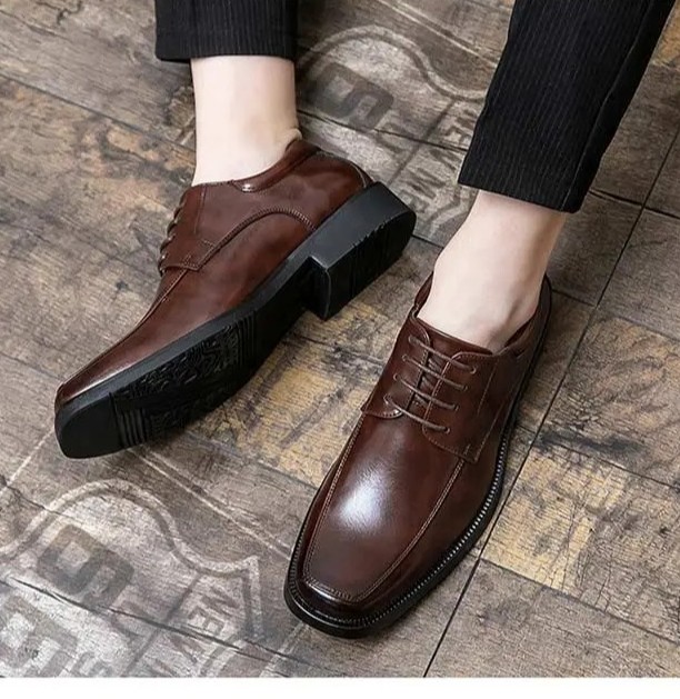 Mens British Square Toe Leather Lace Oxfords Wedding Busienss Formal Party Shoes