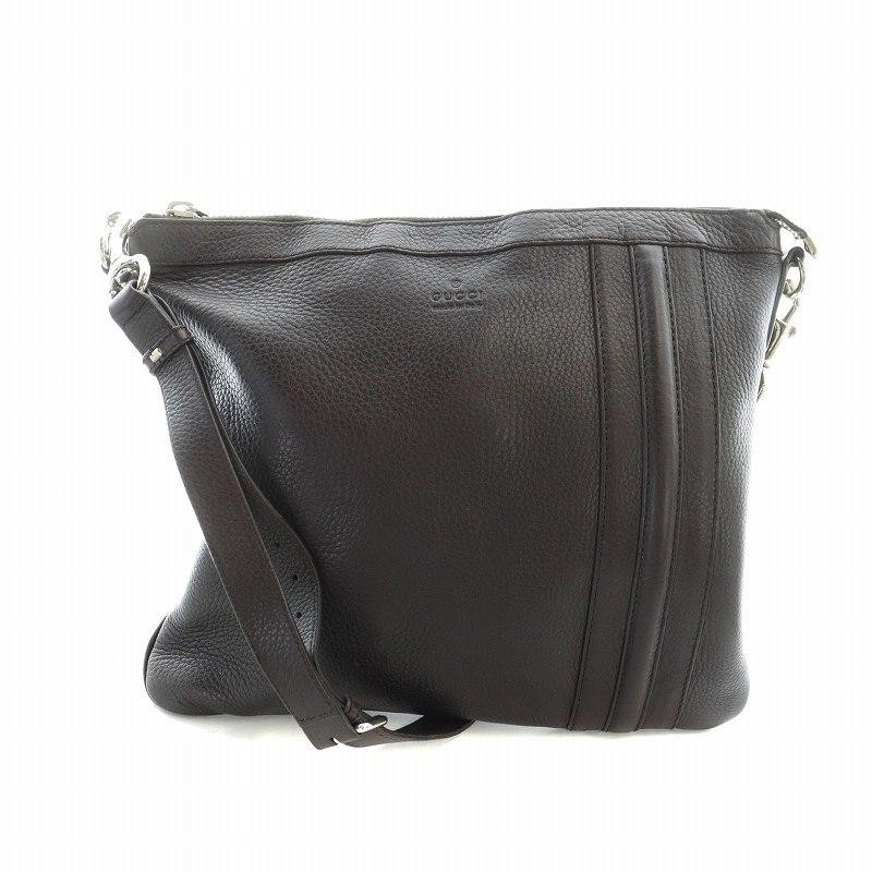 GUCCI Brown Leather Shoulder Bag Crossbody Messenger Bag 233329 213317 MQ