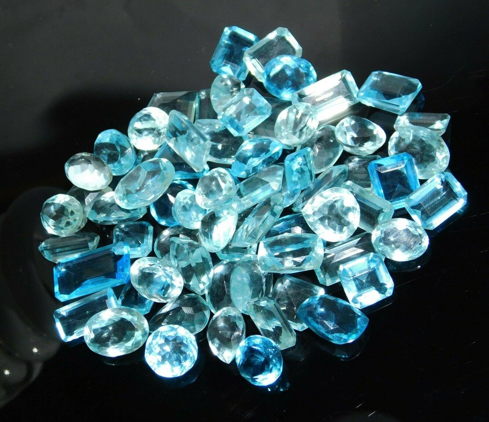 Certified 100ct Natural Aquamarine Loose Gemstones Blue Mix Shapes Rare Lot