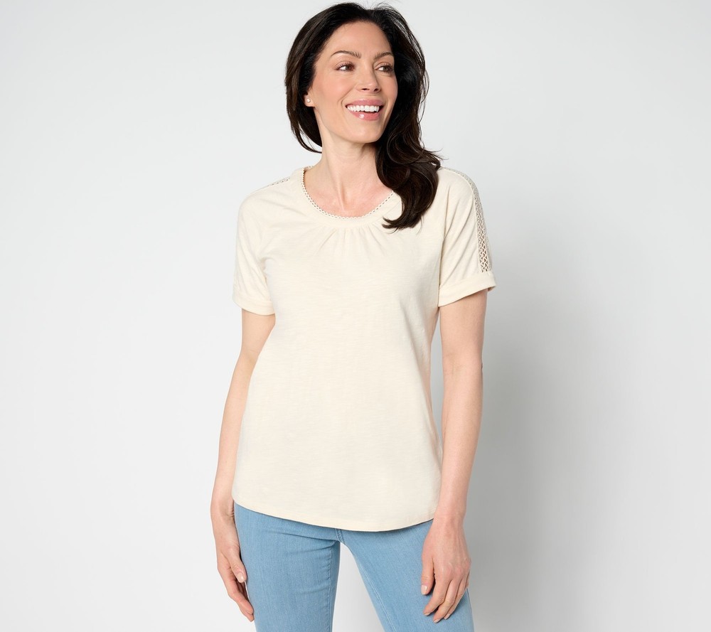 Fashion Women's Top Sz 2XS (XXS) Denim & Co. Texture Knit Round White A654626