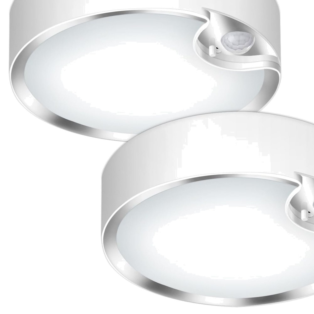 Wireless Motion Activated LED Ceiling Light - 400Lumen, 2-Pack for Indoor Spaces