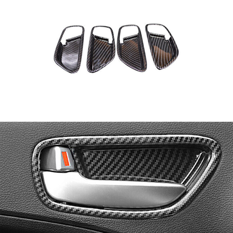 Carbon Fiber Inner Door Handle Lock Cover Trim 4PCS For Kia Forte K3 14-2018