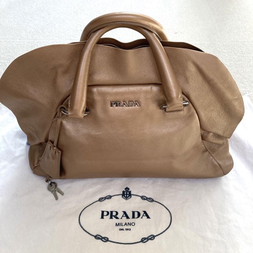 Prada Ruffle Hobo Bag in Soft Nappa Leather