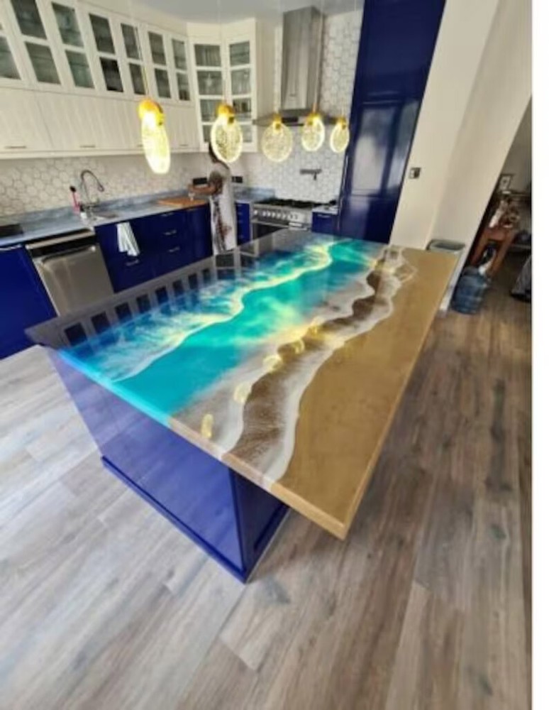 Modern Ocean Epoxy Counter Slab for Kitchen Tops - Christmas Sale