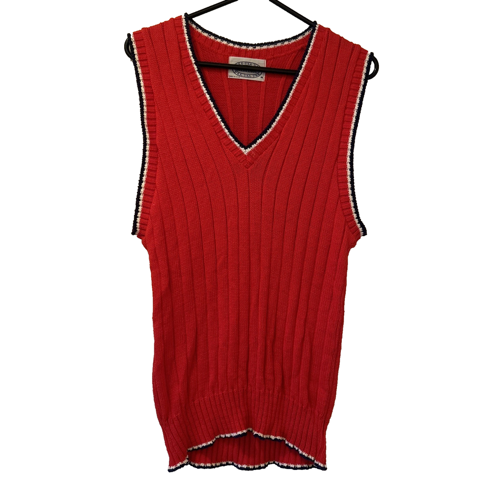 Vintage Menswear Heritage Sportswear red Cable Knit Sweater Vest  Sz small