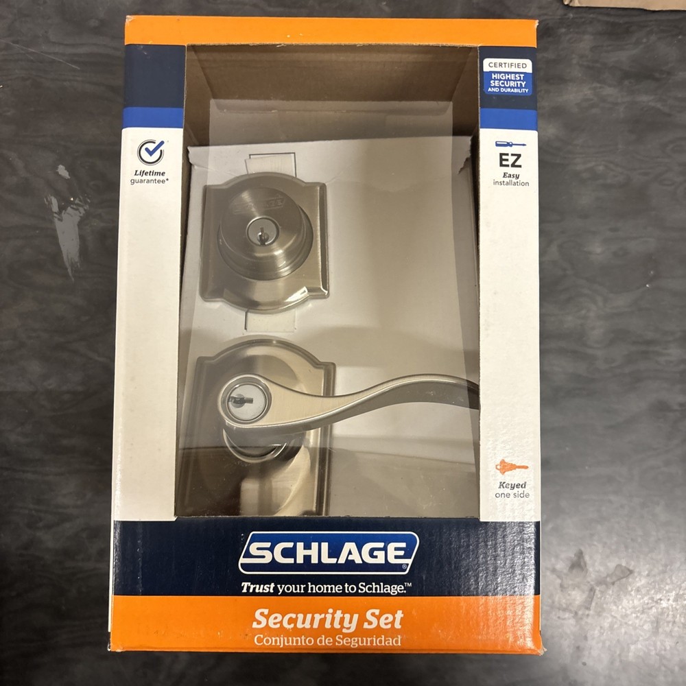 Schlage Accent Satin Nickel Single Cylinder Deadbolt & Keyed Entry Combo Pack