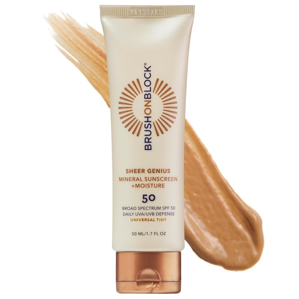 Sheer Genius Mineral Sunscreen SPF 50 Universal Tint 1.7 oz Brush On Block