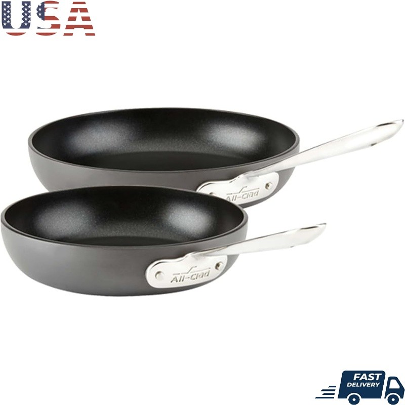 Nonstick Fry Pan Set Heavy Gauge Aluminum Induction Oven Safe Cookware New