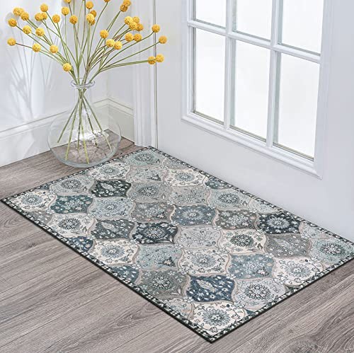 Moroccan Trellis Indoor Entryway Mat 2x3 Non-Slip Front Door Rug