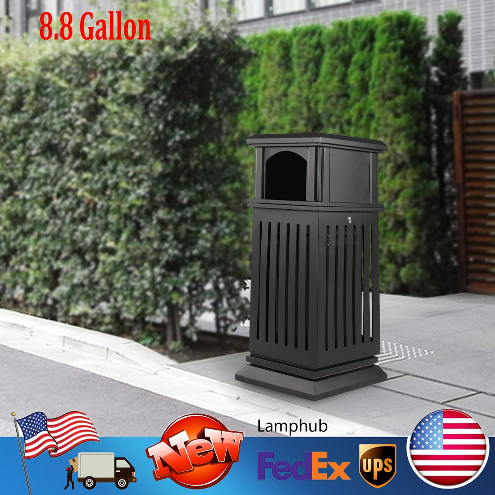 8.8 Gallon Outdoor Trash Can Commercial Garbage Can Container With Locking Lid