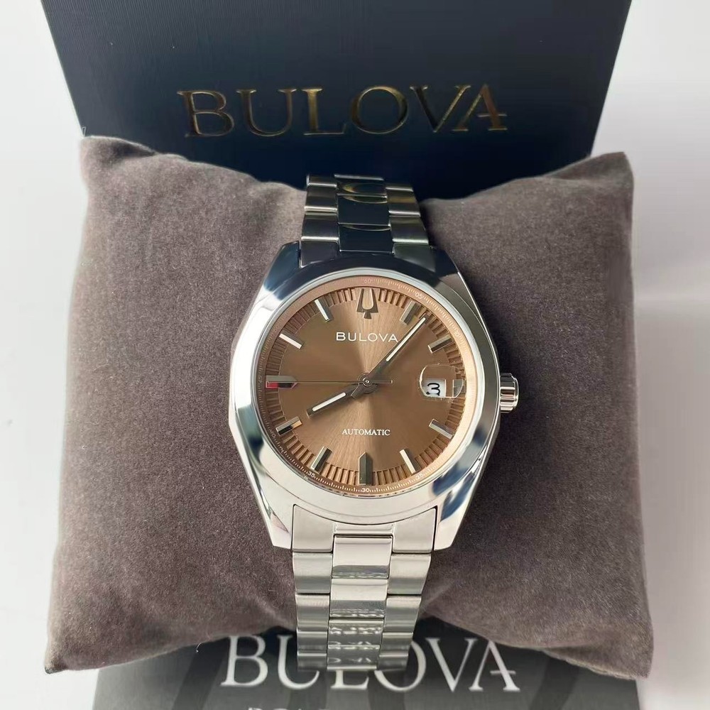 Bulova Surveyor 96B470 Men's Automatic Watch Brown Dial Stainless Steel 39 mm